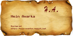 Hein Avarka névjegykártya